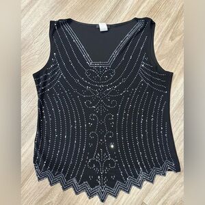 MSK Black and Silver Embellished Tank Top
